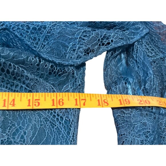 nanette Nanette Lepore Poetic Love Blue Ruffle Trim Lace Shift Dress Sz 4 - Picture 6 of 8